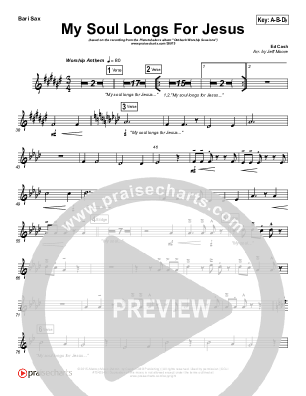 My Soul Longs For Jesus Bari Sax (Planetshakers)