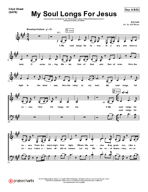 My Soul Longs For Jesus Choir Sheet (SATB) (Planetshakers)