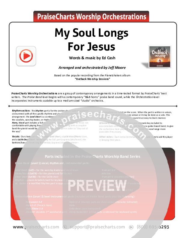 My Soul Longs For Jesus Cover Sheet (Planetshakers)