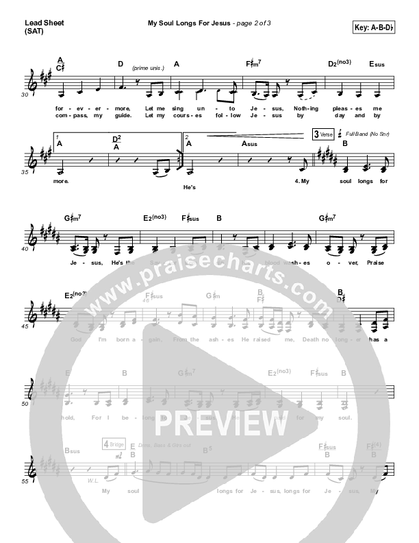 My Soul Longs For Jesus Lead Sheet (SAT) (Planetshakers)