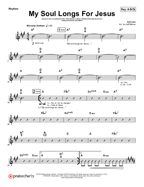 My Soul Longs For Jesus Rhythm Chart (Planetshakers)