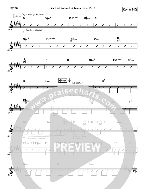 My Soul Longs For Jesus Rhythm Chart (Planetshakers)