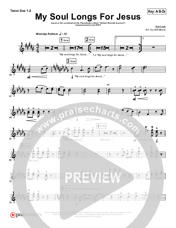 My Soul Longs For Jesus Tenor Sax 1/2 (Planetshakers)