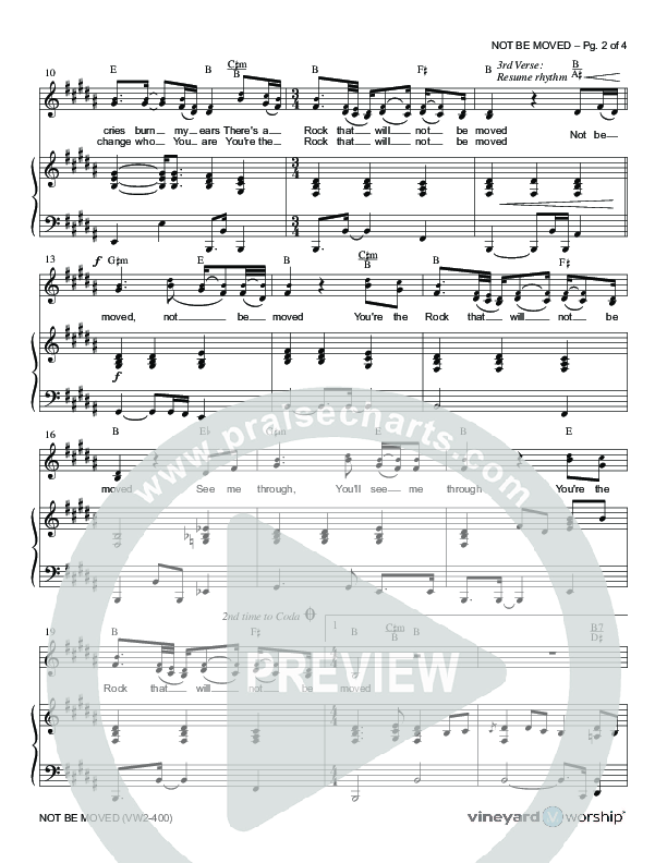 Not Be Moved Lead & Piano (Vineyard Music)