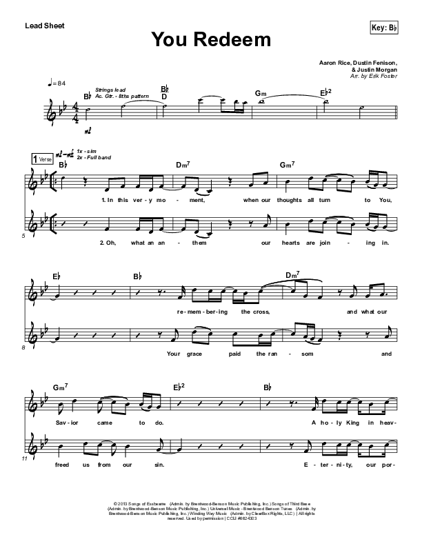You Redeem Lead Sheet (Vital Worship)