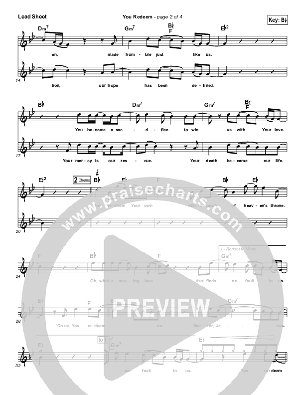You Redeem Lead Sheet (Vital Worship)