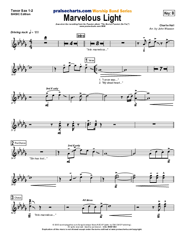 Marvelous Light Tenor Sax 1/2 (Charlie Hall)