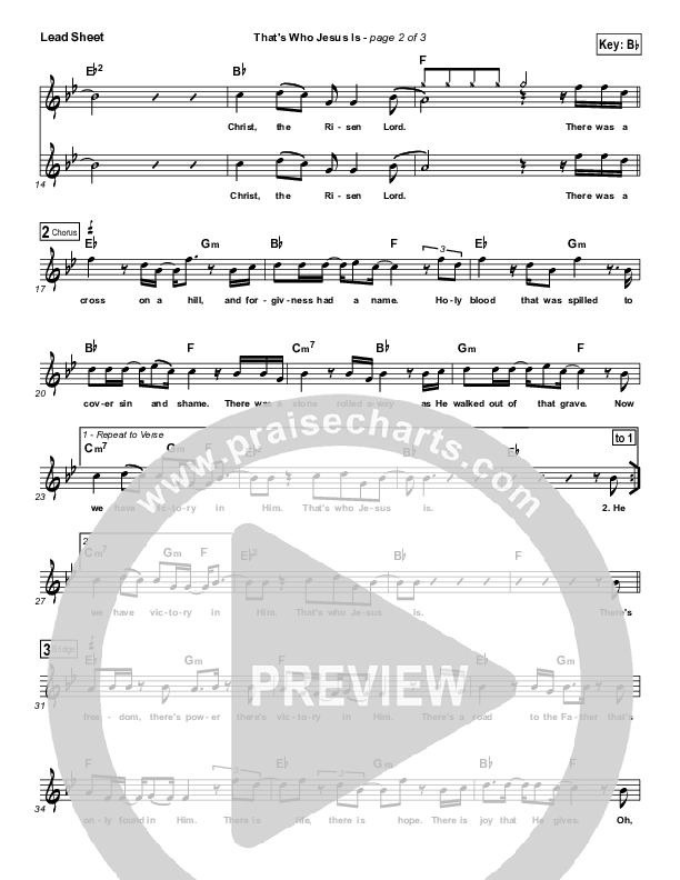 That's Who Jesus Is Lead Sheet (Vital Worship)