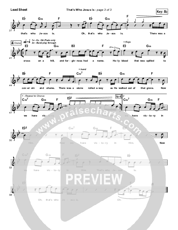 That's Who Jesus Is Lead Sheet (Vital Worship)