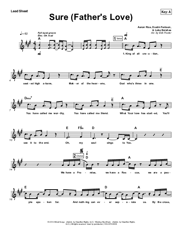 Sure (Father's Love) Lead Sheet (Vital Worship)