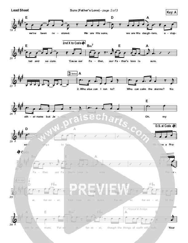 Sure (Father's Love) Lead Sheet (Vital Worship)