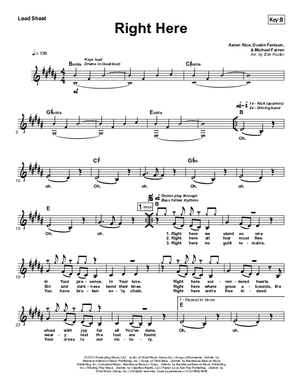 Right Here Lead Sheet (Vital Worship)