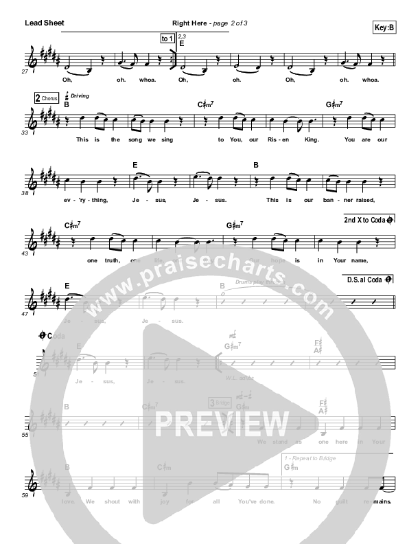 Right Here Lead Sheet (Vital Worship)