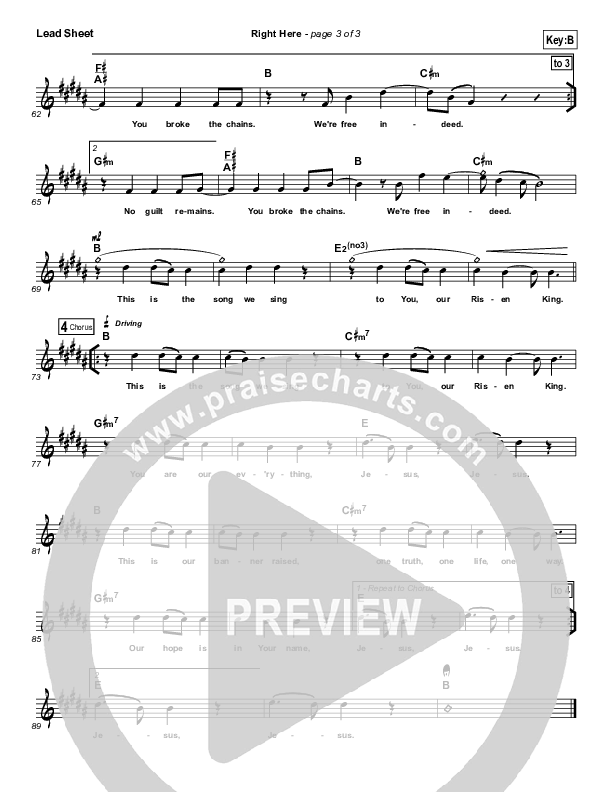 Right Here Lead Sheet (Vital Worship)