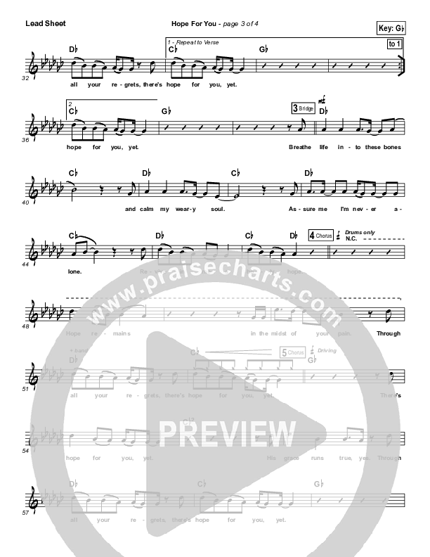Hope For You Lead Sheet (Vital Worship)
