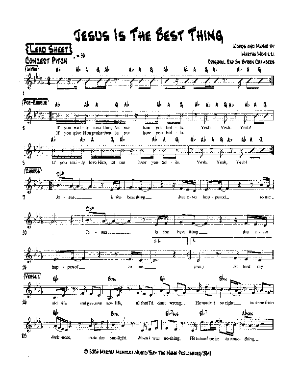 Jesus Is The Best Thing Lead Sheet (Martha Munizzi)