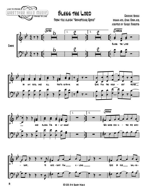 Bless The Lord Choir Sheet (Jermaine Rodriguez)