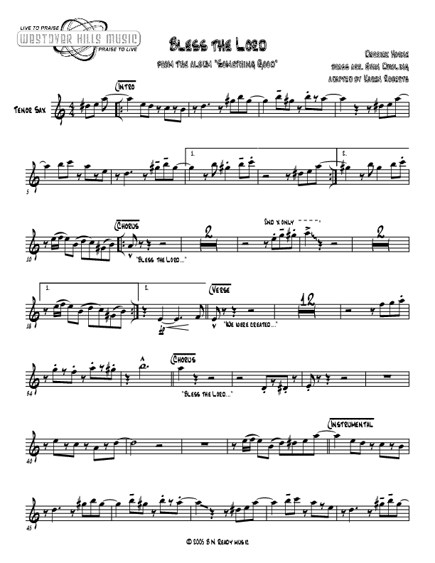 Bless The Lord Tenor Sax 2 (Jermaine Rodriguez)