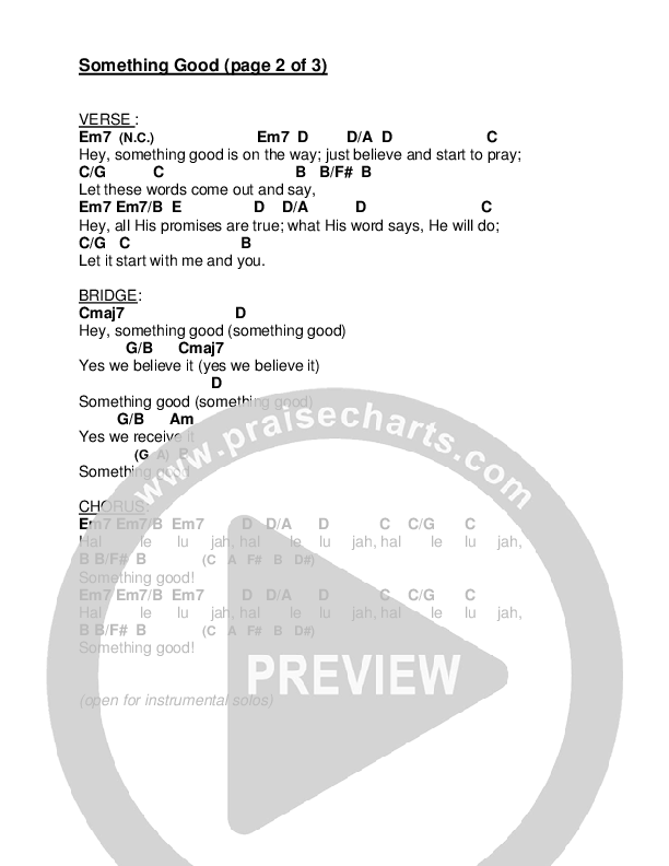 Something Good Chord Chart (Jermaine Rodriguez)