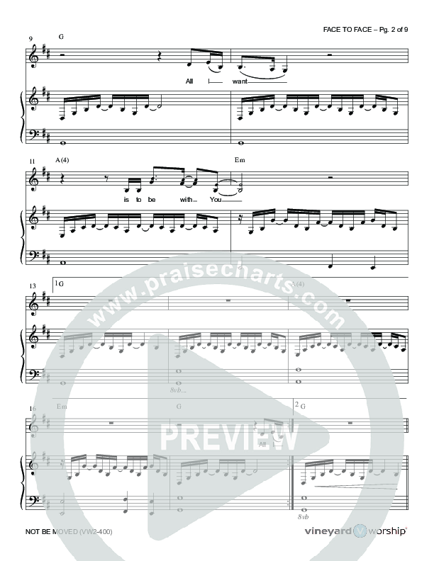 Face To Face Piano/Vocal (Vineyard Music)