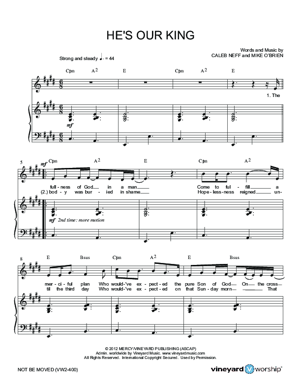 He's Our King Lead & Piano (Vineyard Music)