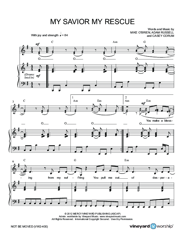 My Savior My Rescue Piano/Vocal (Vineyard Music)