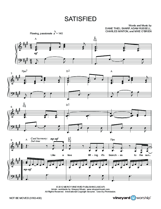 Satisfied Piano/Vocal (Vineyard Music)