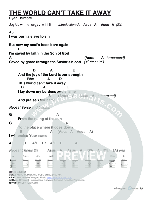 The World Can't Take It Away Chords & Lyrics (Vineyard Music)