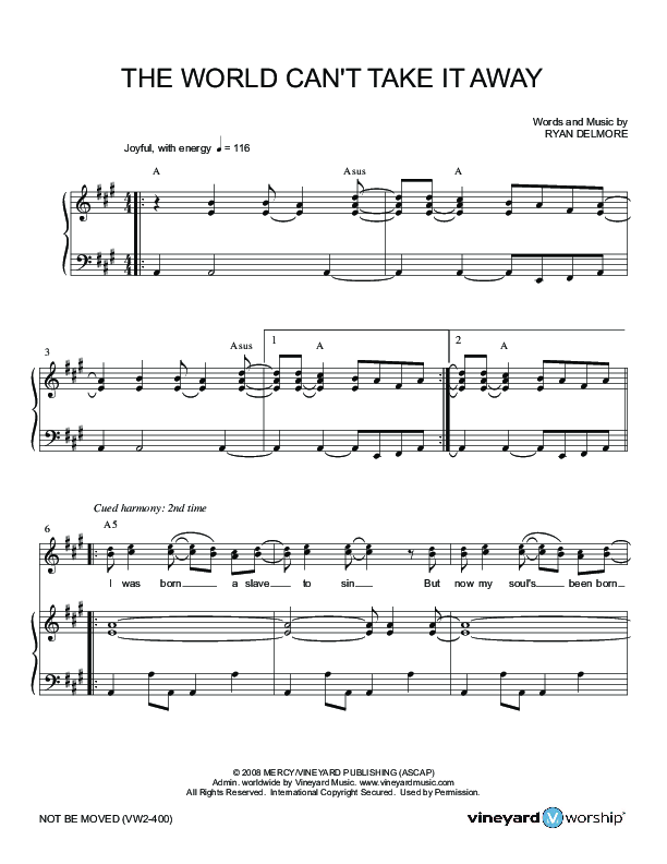 The World Can't Take It Away Piano/Vocal (Vineyard Music)