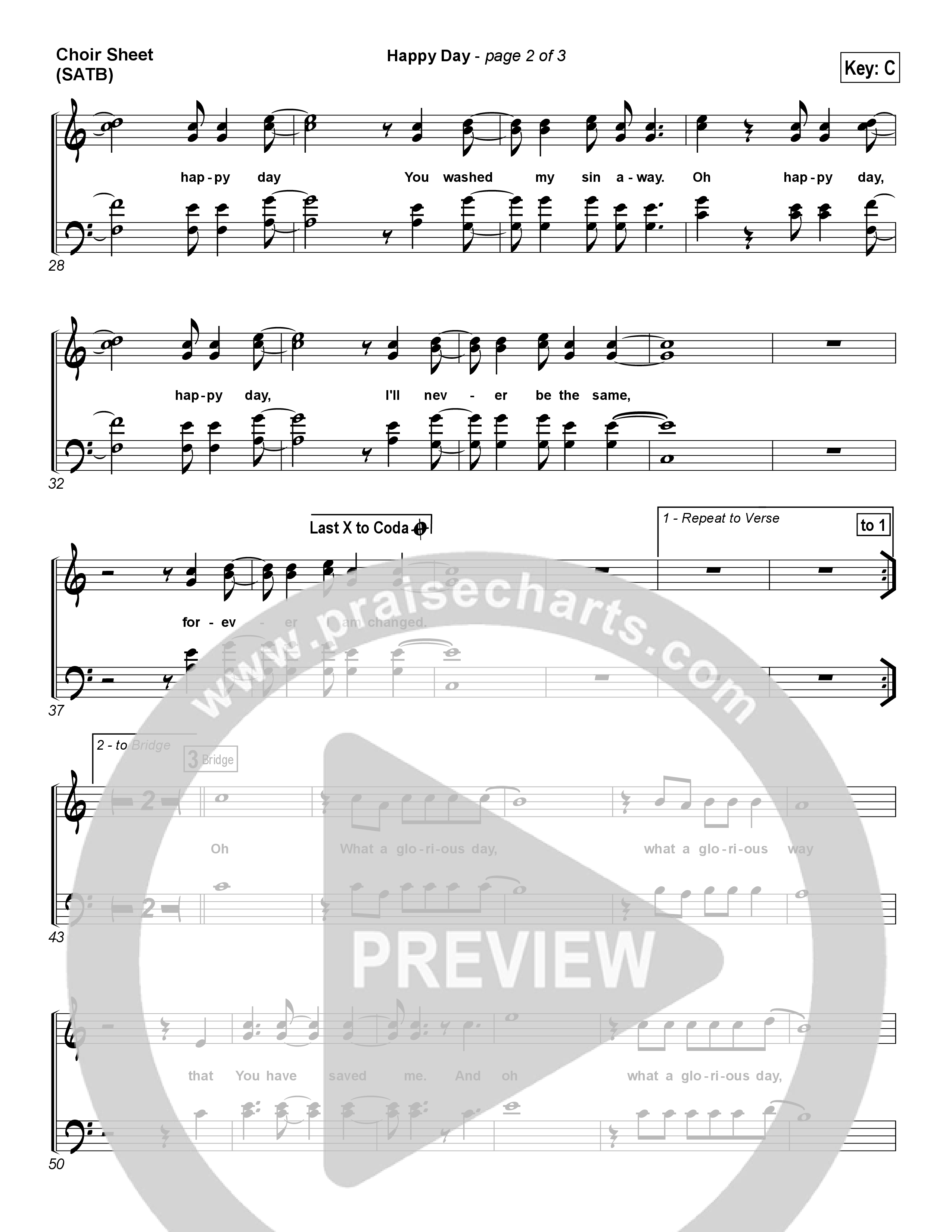 Happy Day Choir Sheet (SATB) (Tim Hughes)