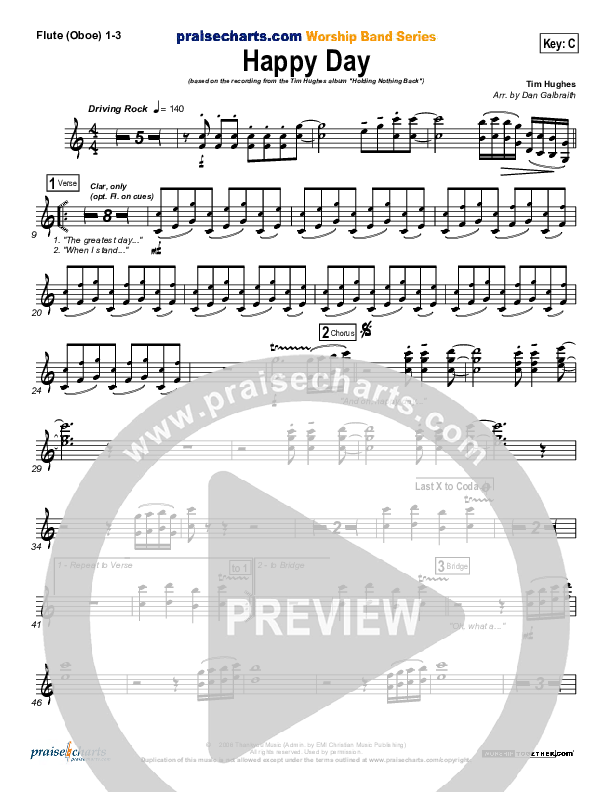 Happy Day Flute/Oboe Sheet Music PDF (Tim Hughes) PraiseCharts