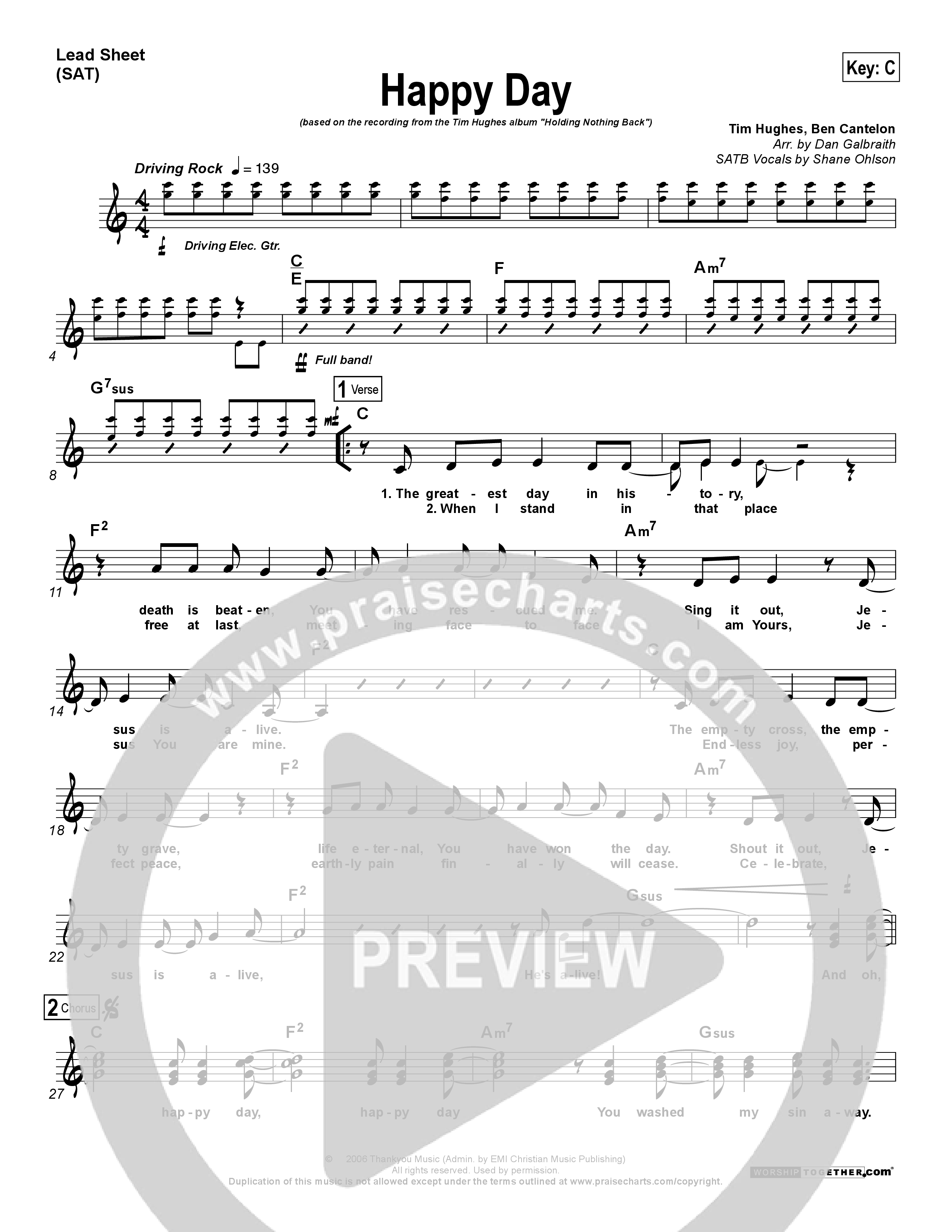 Happy Day Lead Sheet (SAT) (Tim Hughes)