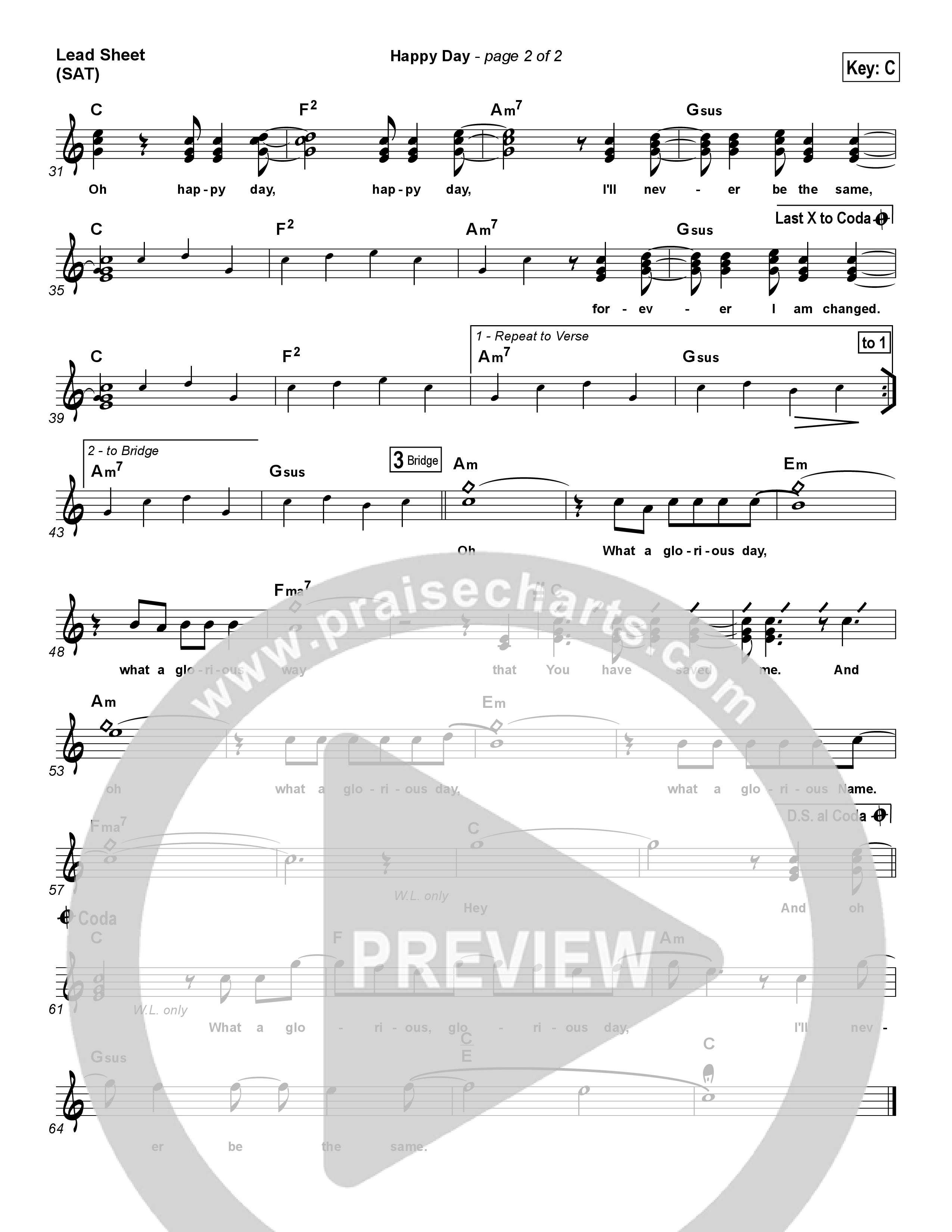 Happy Day Lead Sheet (SAT) (Tim Hughes)