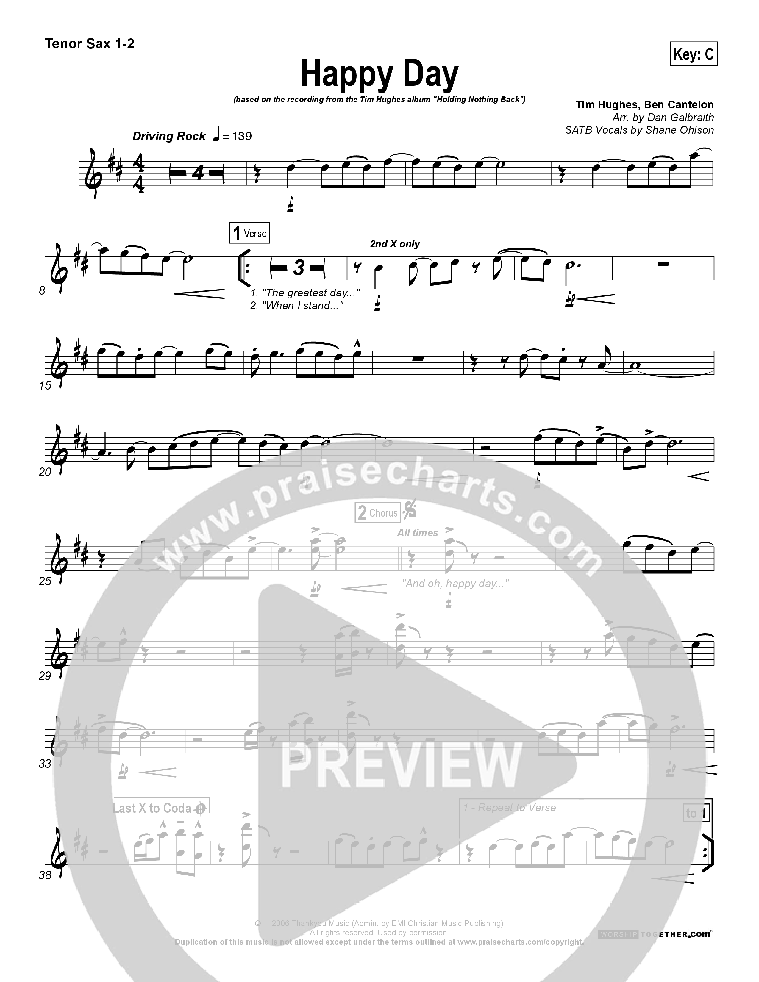 Happy Day Tenor Sax 1/2 (Tim Hughes)