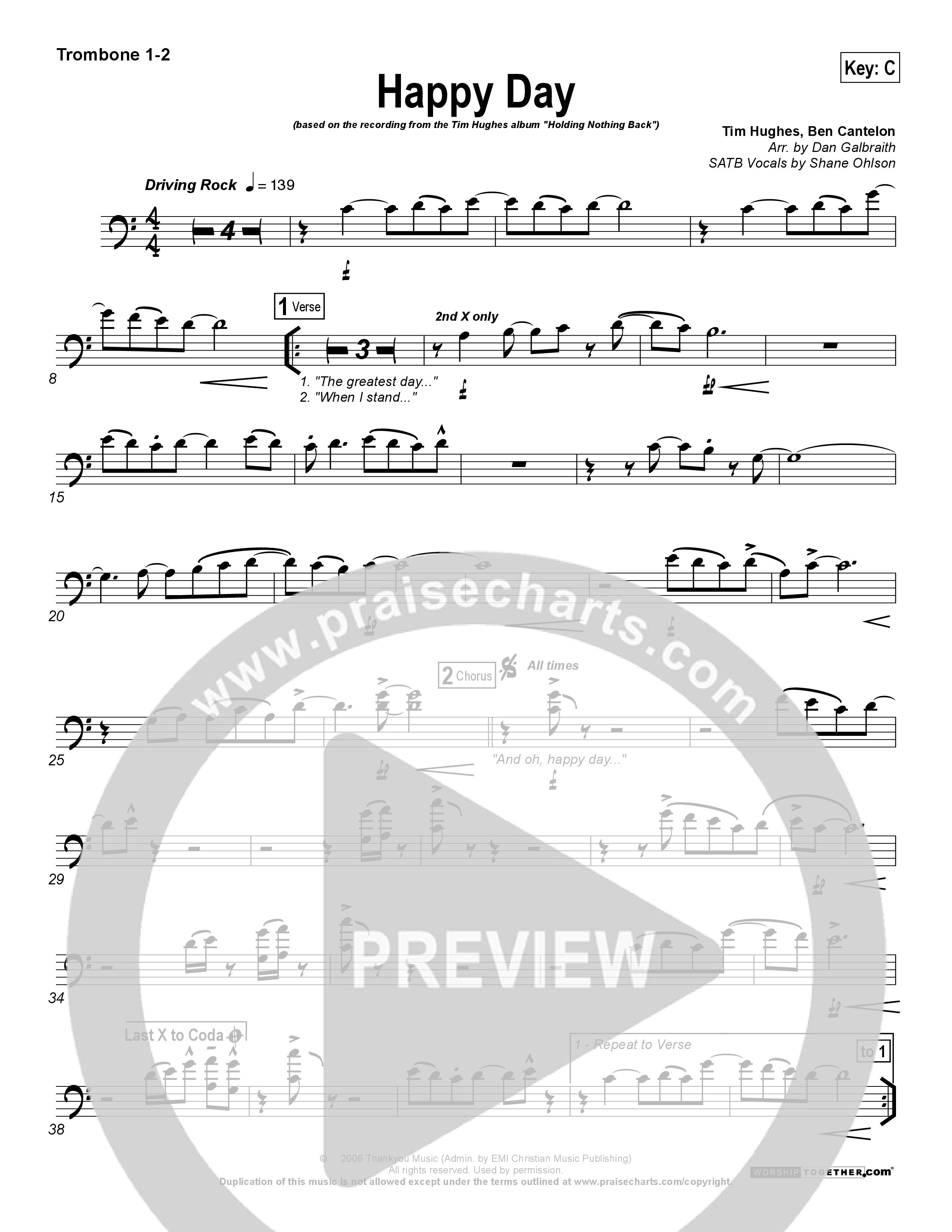 Happy Day Trombone 1/2 (Tim Hughes)