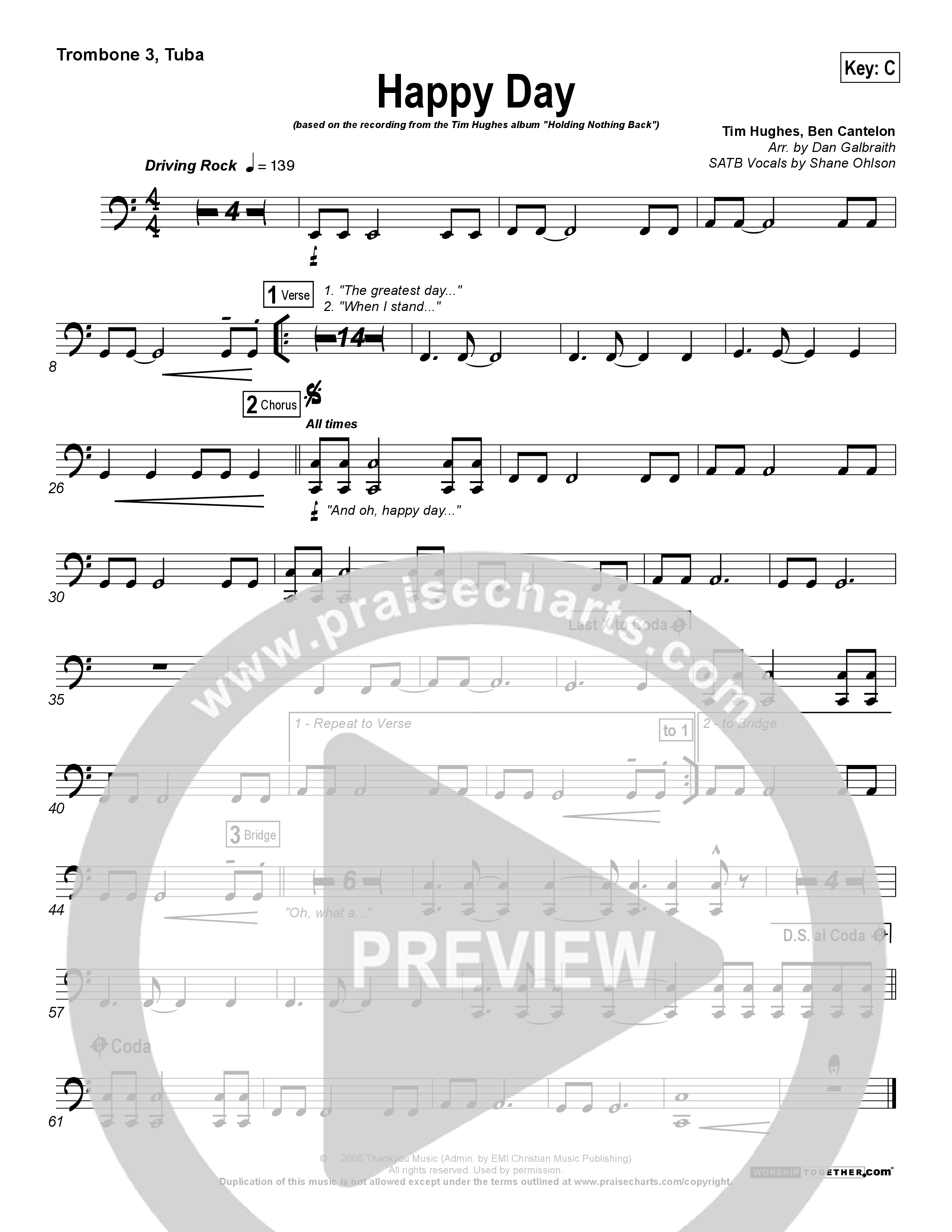 Happy Day Trombone 3/Tuba (Tim Hughes)