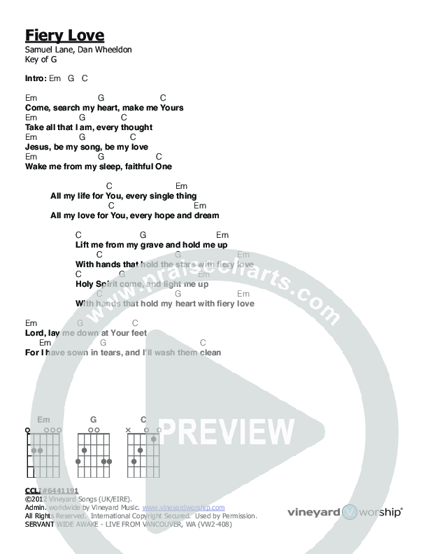 Fiery Love Chords & Lyrics (Servant)