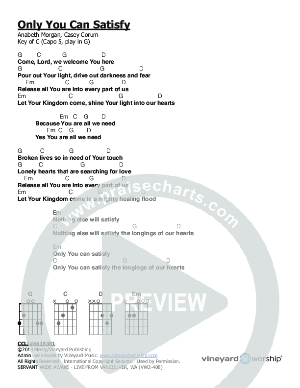 Only You Can Satisfy Chords & Lyrics (Servant)