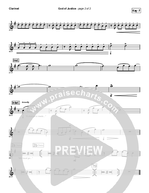 God Of Justice Clarinet (Tim Hughes)