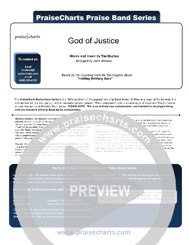 God Of Justice Cover Sheet (Tim Hughes)