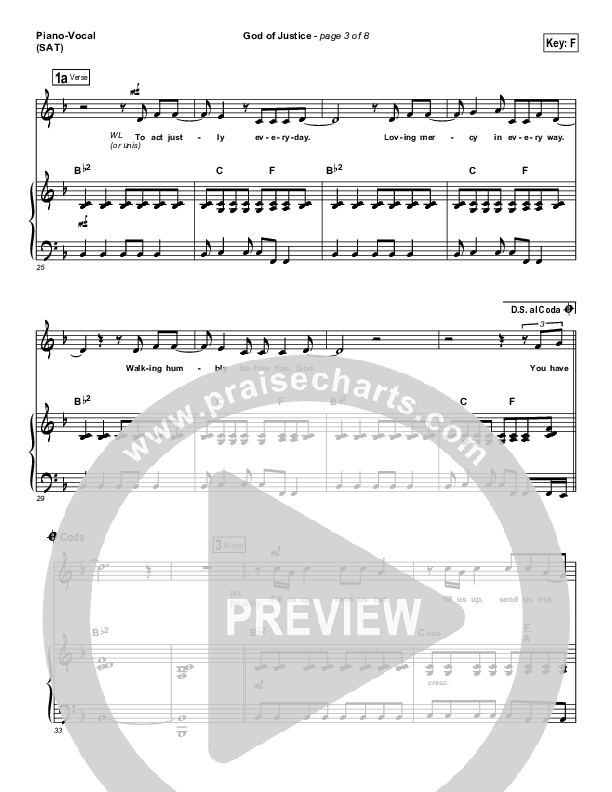 God Of Justice Piano/Vocal (SAT) (Tim Hughes)