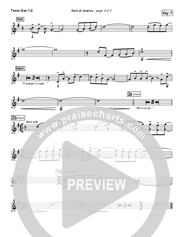 God Of Justice Tenor Sax 1/2 (Tim Hughes)