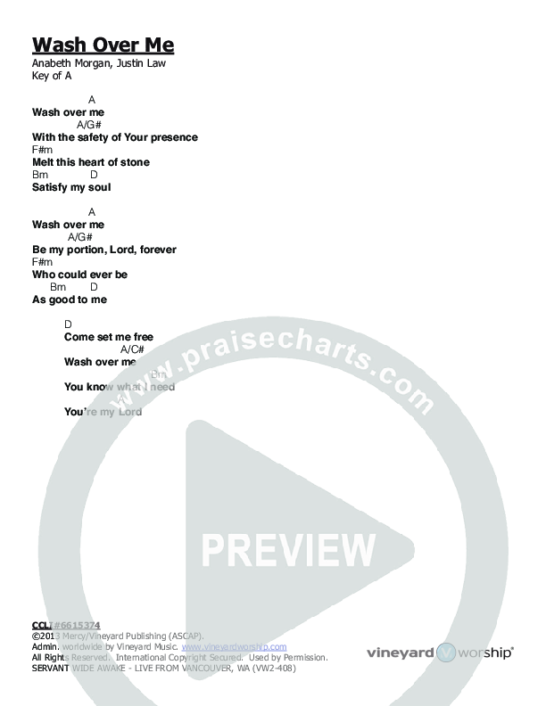 Wash Over Me Chords & Lyrics (Servant)