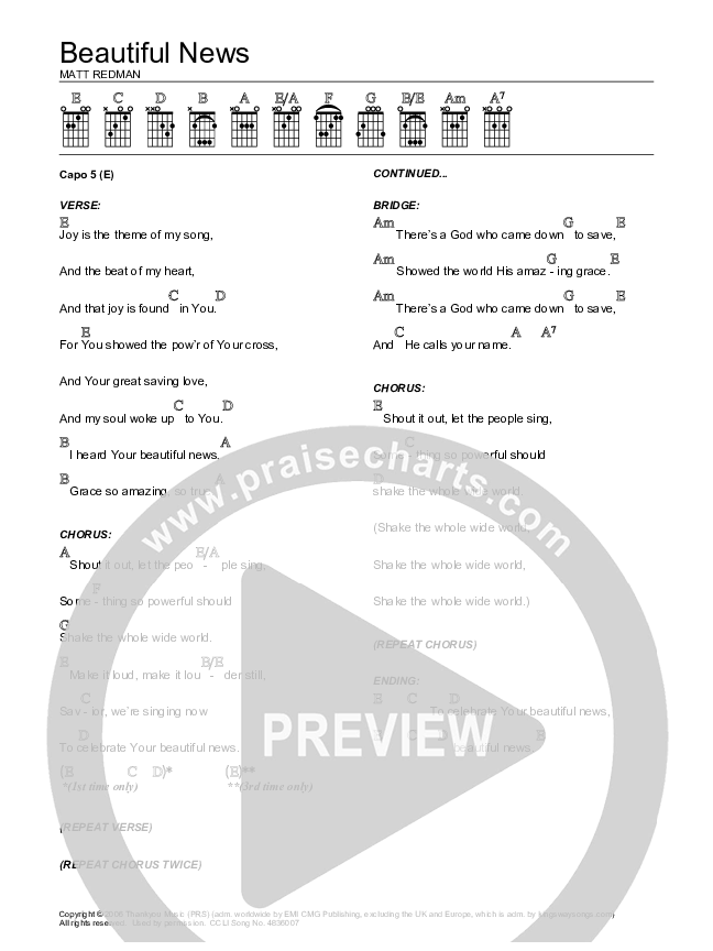 Beautiful News Chords & Lyrics (Matt Redman)