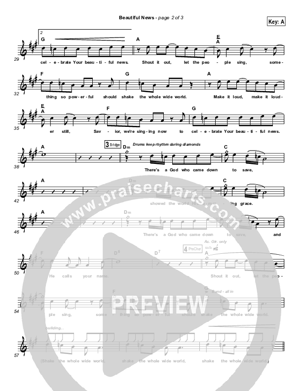 Beautiful News Lead Sheet (Matt Redman)