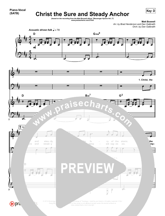 Christ The Sure And Steady Anchor Sheet Music Pdf Matt Boswell Praisecharts