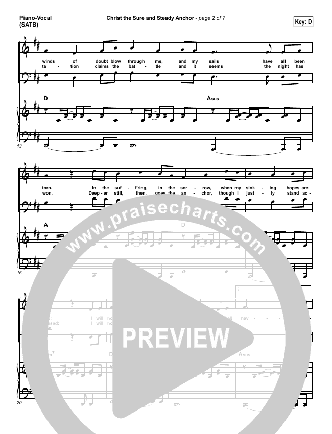 Christ The Sure And Steady Anchor Sheet Music Pdf Matt Boswell Praisecharts