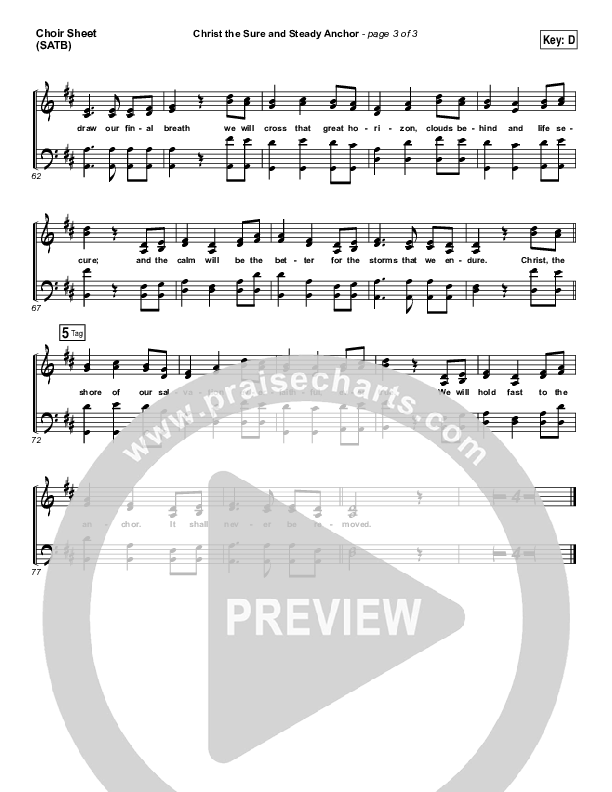 Christ The Sure And Steady Anchor Choir Sheet (SATB) (Matt Boswell)