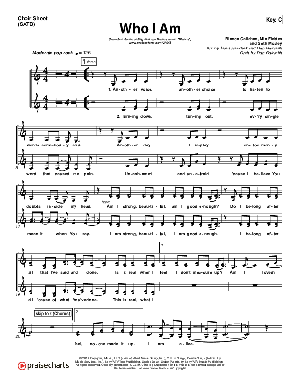 Who I Am Choir Sheet (SATB) (Blanca)