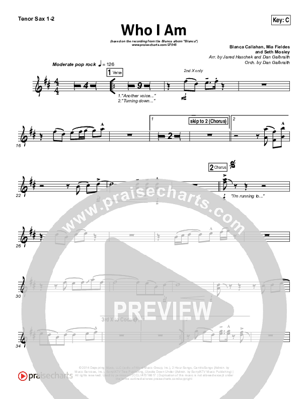 Who I Am Tenor Sax 1/2 (Blanca)